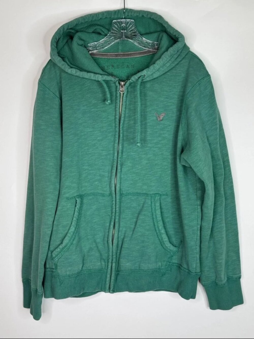 American Eagle Green Vintage Fit Full Zip Hooded Sweatshirt Size Large